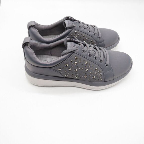 Clarks Womens Cloudsteppers Gray Sneakers With Rhinestone Accents Size 6 NEW - Picture 1 of 7